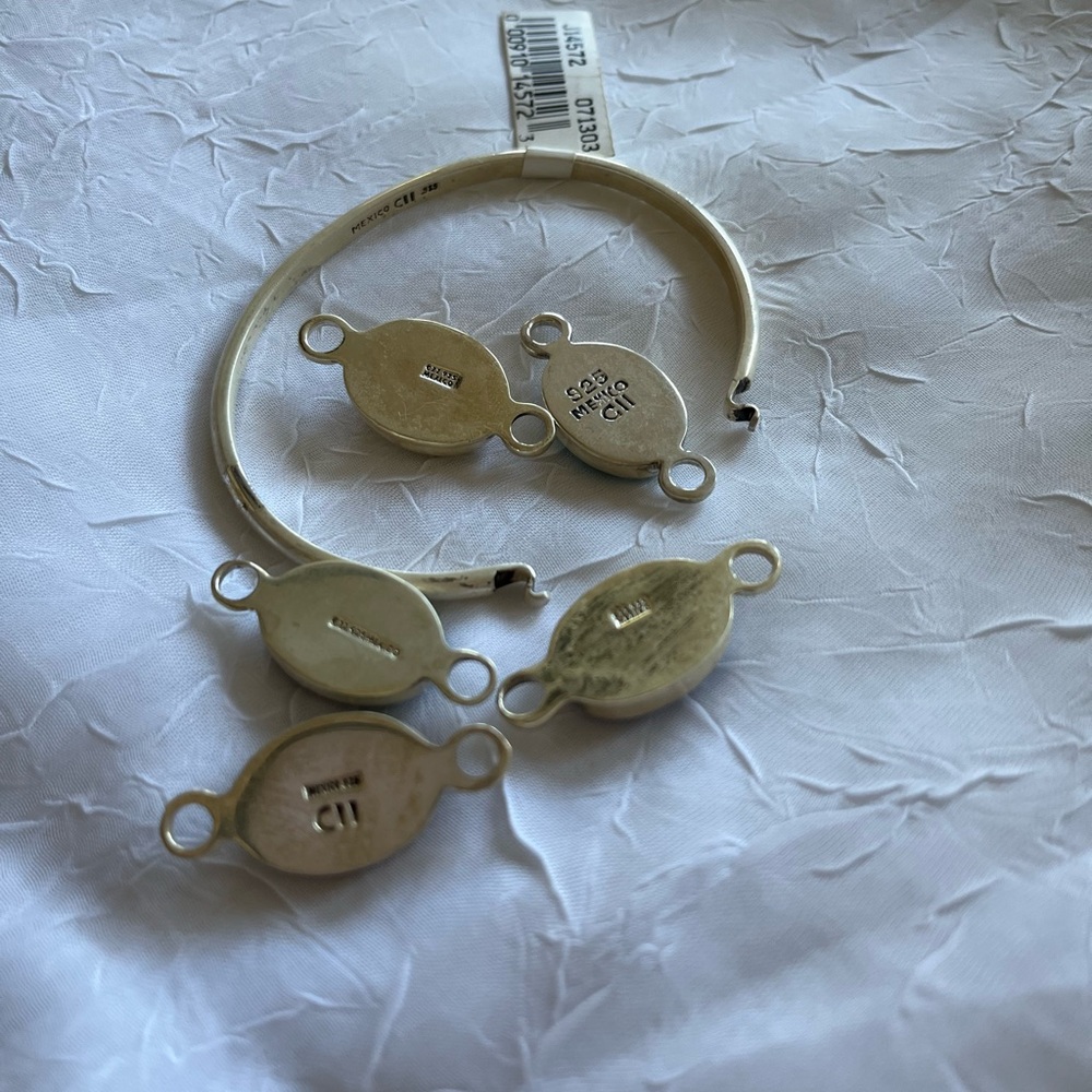 Sterling silver Mexico CII 925 bracelet 5 w/interchangeable Gemstones. NWT. $50 - Picture 3 of 5